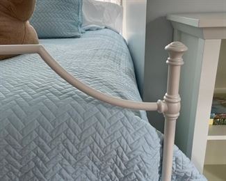 Queen-Size white metal bed frame. Photo 2 of 3.