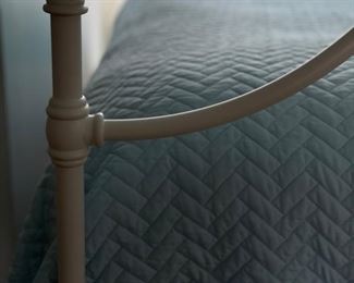 Queen-size white metal bed frame. Photo 3 of 3.