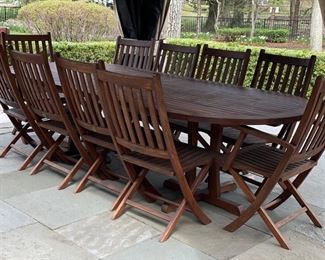 Barlow Tyrie Ascot collection teak dining table & 10 chair set. Photo 1 of 2.