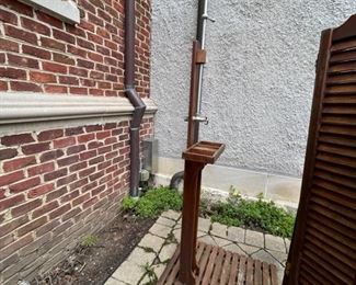 Teak outdoor shower.