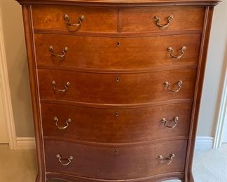 Antique Birdseye Maple Hepplewhite Style Vintage Chest of Drawers. Measures 38" x 22" x 50". Photo 1 of 3.
