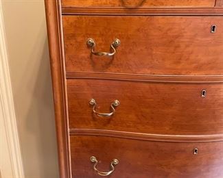 Antique Birdseye Maple Hepplewhite Style Vintage Chest of Drawers. Measures 38" x 22" x 50". Photo 2 of 3.