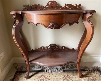 Rococo Revival Style Walnut Side Table Circa 1875-85; Shaped Apron with Pierced Back Rail. Photo 1 of 2.