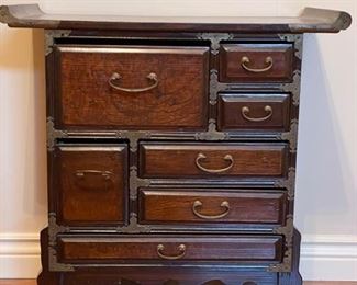20th Century Hong Kong Chest; Brass Corner Mounts Zitan Wood. Measures 24.75" x 12.75" x 25.5". Photo 1 of 3.