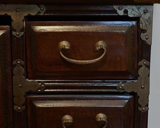 20th Century Hong Kong Chest; Brass Corner Mounts Zitan Wood. Measures 24.75" x 12.75" x 25.5". Photo 3 of 3.
