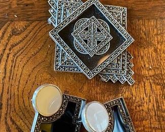 Art Deco Pin and Earring Set.
