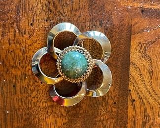 Sterling Silver & Turquoise Pin. Photo 1 of 2.