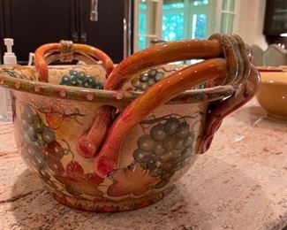 Hand-Painted Italian Ceramic Bowl. Photo 2 of 3.