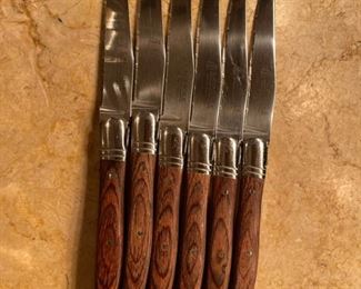 Set of 6 Laguiole Wood Handle Steak Knives.