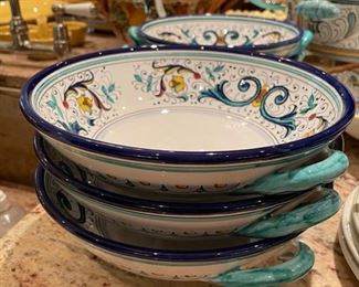 Set of 6 Italian Ceramic Pasta Bowls. Photo 1 of 2.