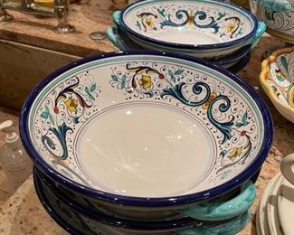 Set of 6 Italian Ceramic Pasta Bowls. Photo 2 of 2.