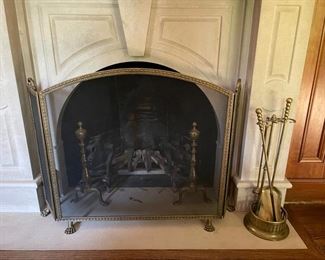 Fireplace Screen with Claw Feet. Fireplace Tools.