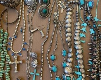 Sample of Sterling Silver & Turquoise Jewelry.
