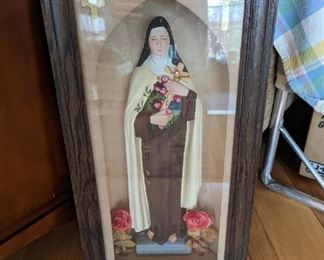 Antique St. Therese in Shadow Box