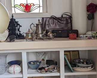 Coach bags, Silver tea set 