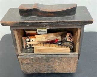Vintage wooden shoe box.