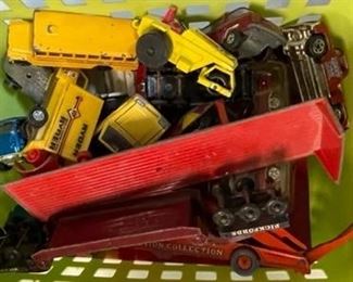 Vintage toy trucks and cars.