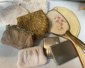 Vintage purses and toiletry items.