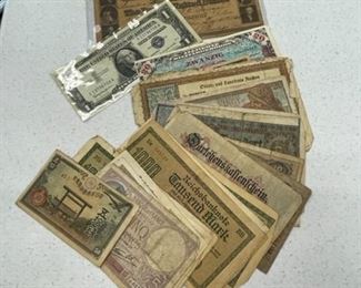 Silver certificate, Confederate dollar, vintage foreign bills, and much more!