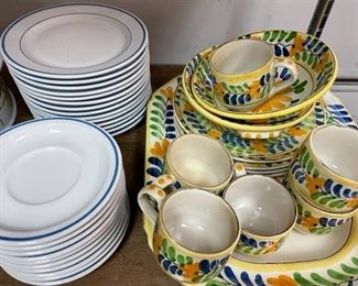 Assorted sets of dishes.