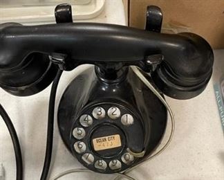 Vintage black dial phone.