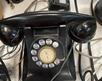 Vintage black dial phone.