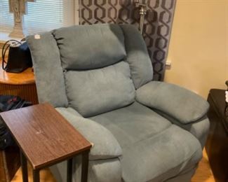 Light Blue Upholstered (Large Size) Recliner with Electric Controls
