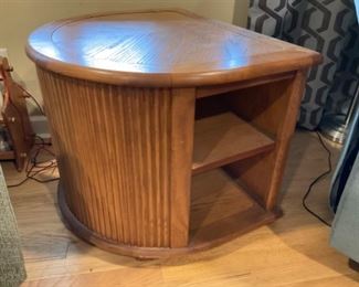 Half Moon End Table with 2 Shelves