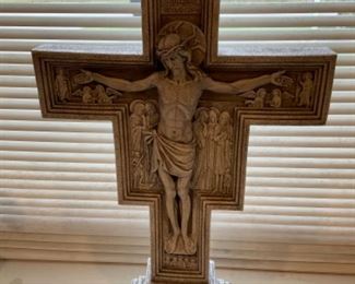 Resin Cross with Jesus Statue approx 22 " H