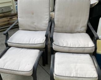 Pair of Ourdoor Chairs with Ottomans 