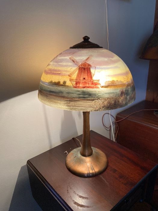 Signed Handel Windmill Lamp