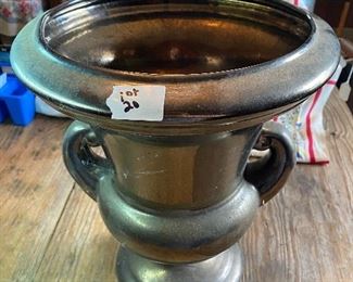 Large metal flower pot 15” T
