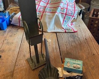 Set of 4 - metal wall hanger, ash shovel, Kleensteam water conditioner, & P&G white soap
