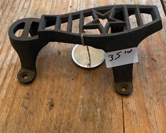 Cast iron shoe shine foot rest
