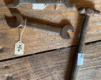 Set of 3 - ball peen hammer and 2 Herbrand double ended wrenches - 1731A & 33A 1923
