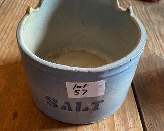 Stone ware glazed salt crock wall mounted
