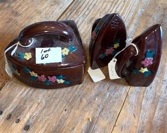 Set of 3 - made in Japan salt, pepper, sugar in smoothing iron pattern 
