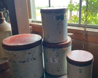 Set of 4 vintage metal containers 
