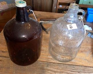 Set of 2 glass jugs - 7up syrup and Ozone mineral water
