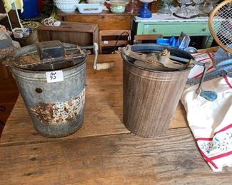 Choice of 2 vintage hand crank ice cream churns
