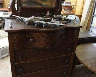 chest of drawers with mirror,  collector airplanes