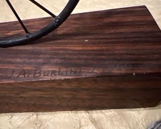 Signature J A Burlini 1967 on base