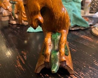 Asian roof tile rider on a horse 10" high x 5 " deep x 14" wide