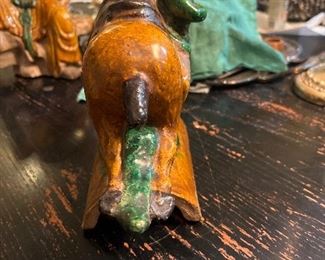Asian roof tile rider on a horse 10" high x 5 " deep x 14" wide