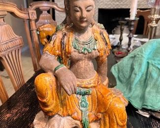 Asian Pottery Figure 16" high 8" deep x 10" wide