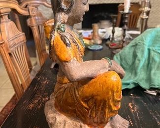 Asian Pottery Lady16" high x 8 " deep x 10 " wide
