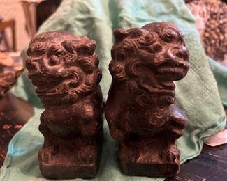 One of a pair of soapstone foo dog bookends 5 inches high