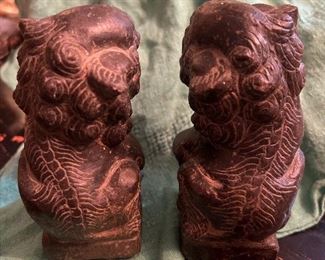 One of a pair of foo dog book ends 5 inches high