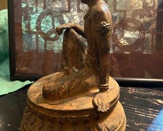 Cast iron buddha 11" high x 7 " deep