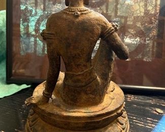 Cast iron buddha 11" high x 7 " deep